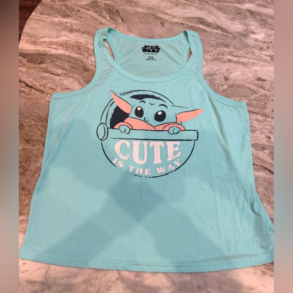 Star Wars The Mandalorian Baby Yoda Grogu Tank Top Sleep Shirt XL 16-18